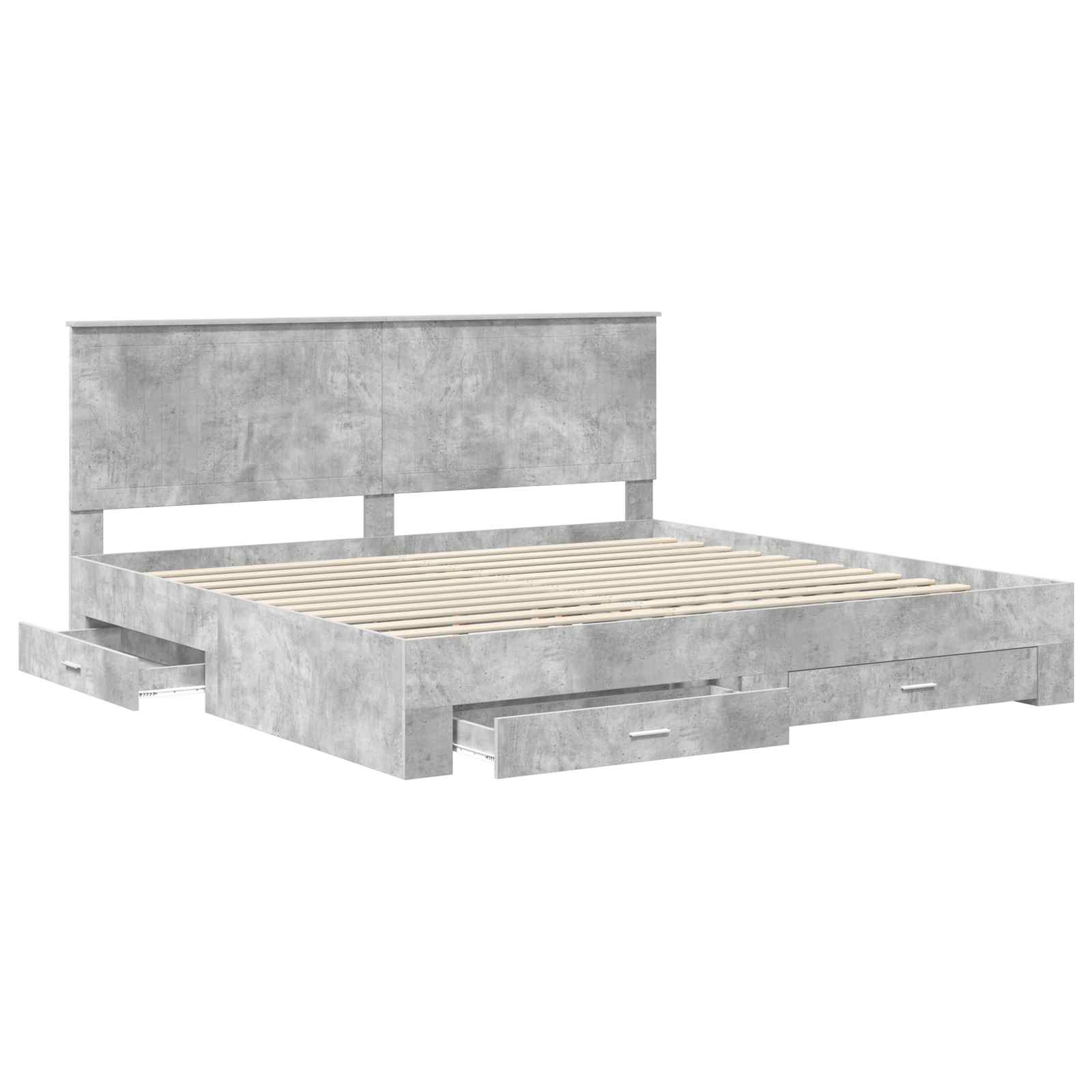 vidaXL Ramka łóżka Betonowy szary 200 x 200 cm Materiał drewnopochodny