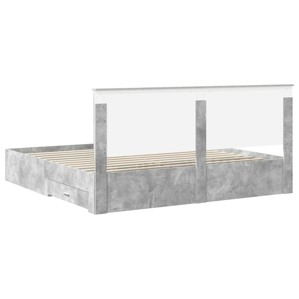 vidaXL Ramka łóżka Betonowy szary 200 x 200 cm Materiał drewnopochodny