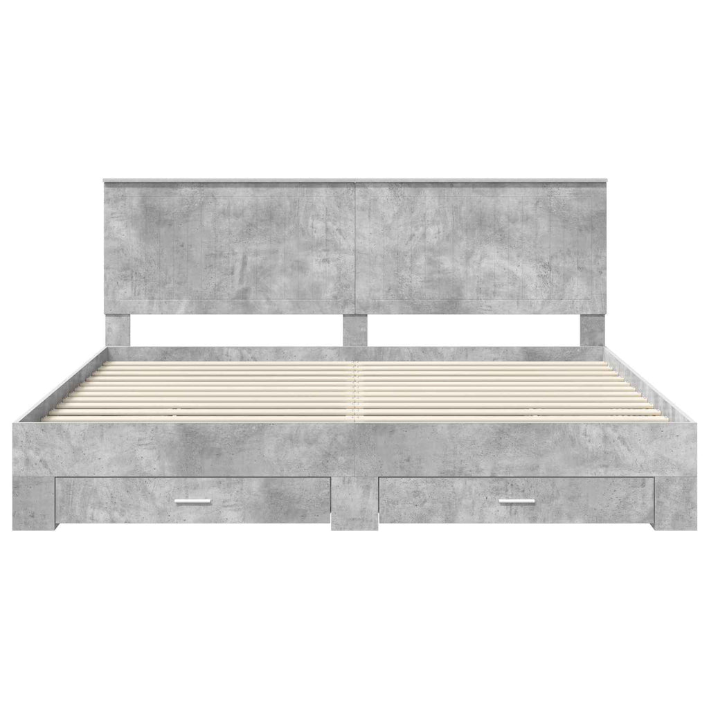vidaXL Ramka łóżka Betonowy szary 200 x 200 cm Materiał drewnopochodny