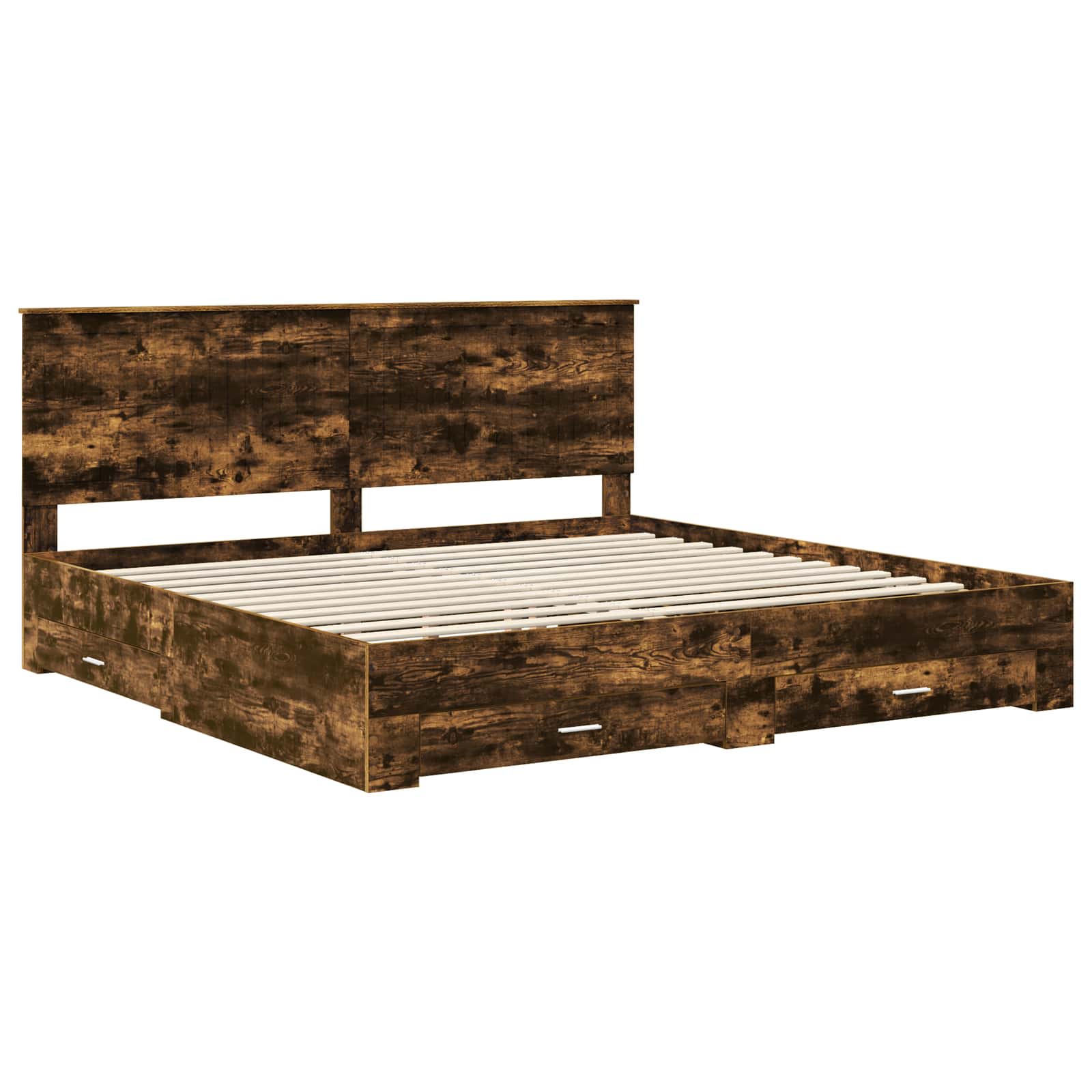 vidaXL Ramka łóżka Dąb wędzony 200 x 200 cm Materiał drewnopochodny