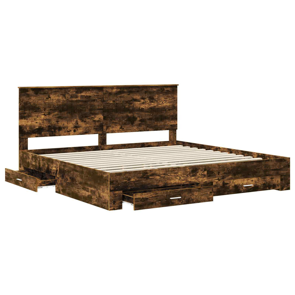 vidaXL Ramka łóżka Dąb wędzony 200 x 200 cm Materiał drewnopochodny