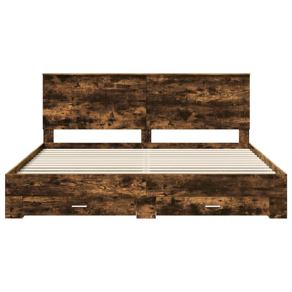 vidaXL Ramka łóżka Dąb wędzony 200 x 200 cm Materiał drewnopochodny