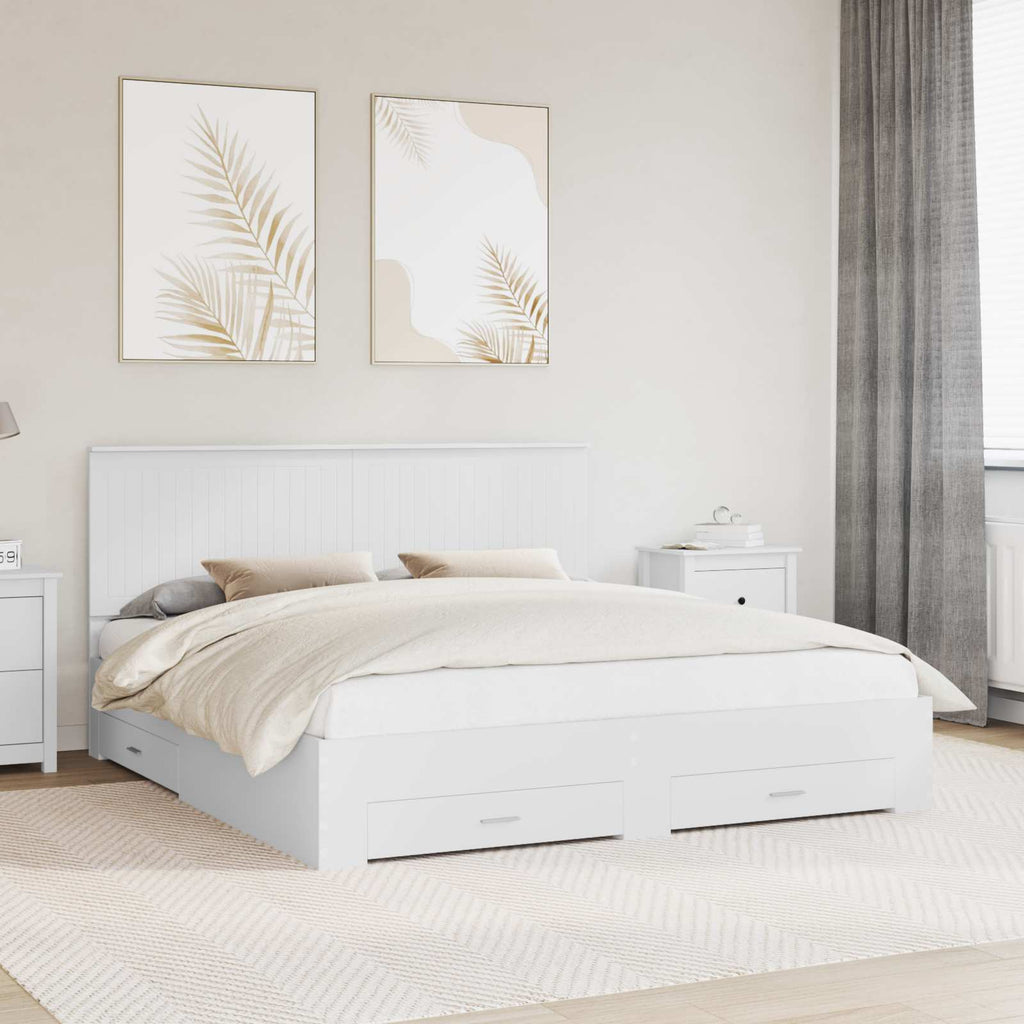 vidaXL Ramka łóżka Biały 180 x 200 cm Materiał drewnopochodny