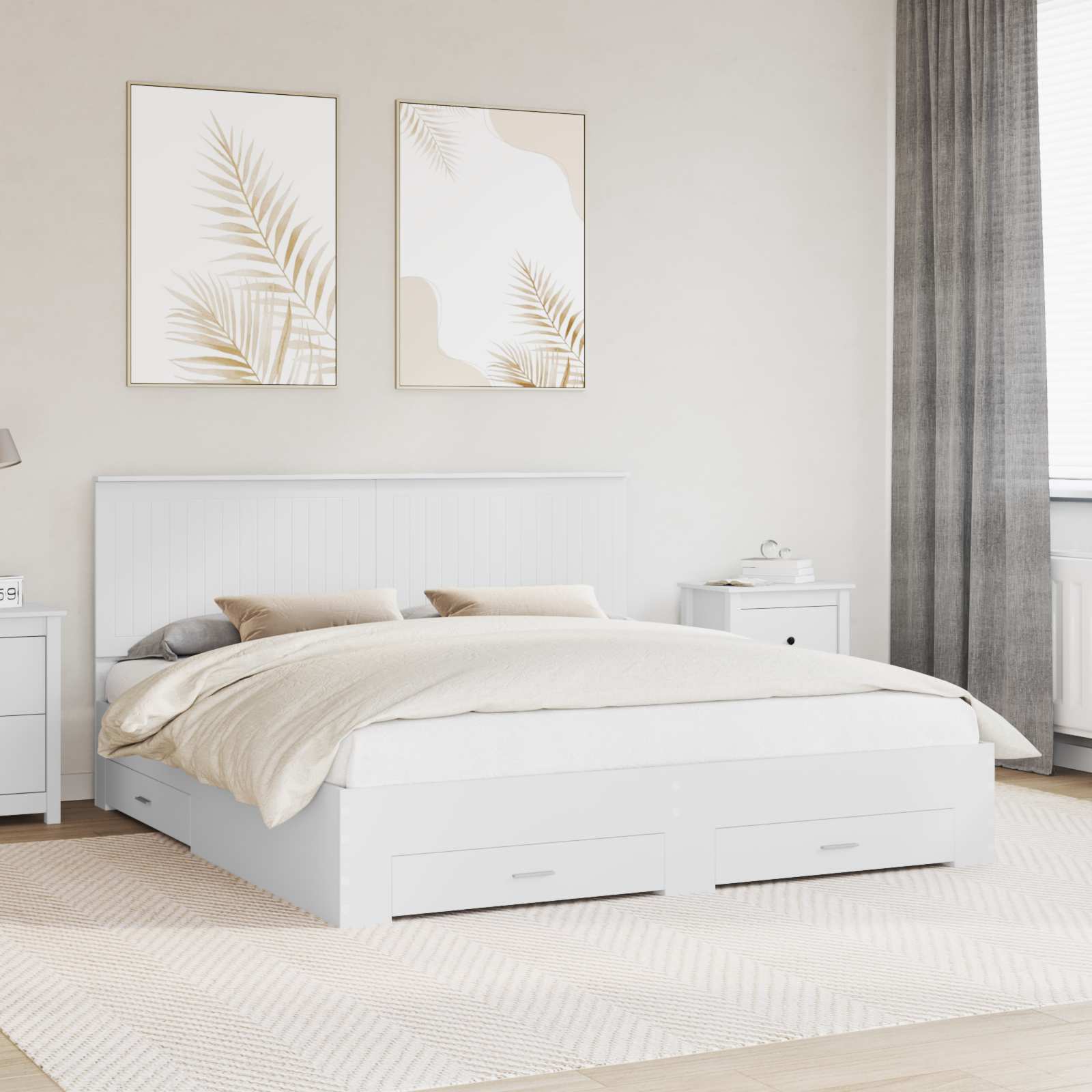 vidaXL Ramka łóżka Biały 180 x 200 cm Materiał drewnopochodny