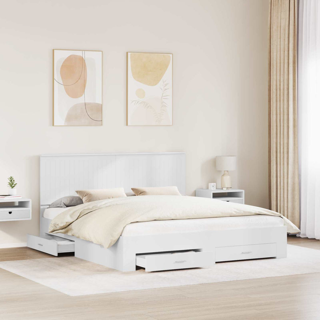 vidaXL Ramka łóżka Biały 180 x 200 cm Materiał drewnopochodny