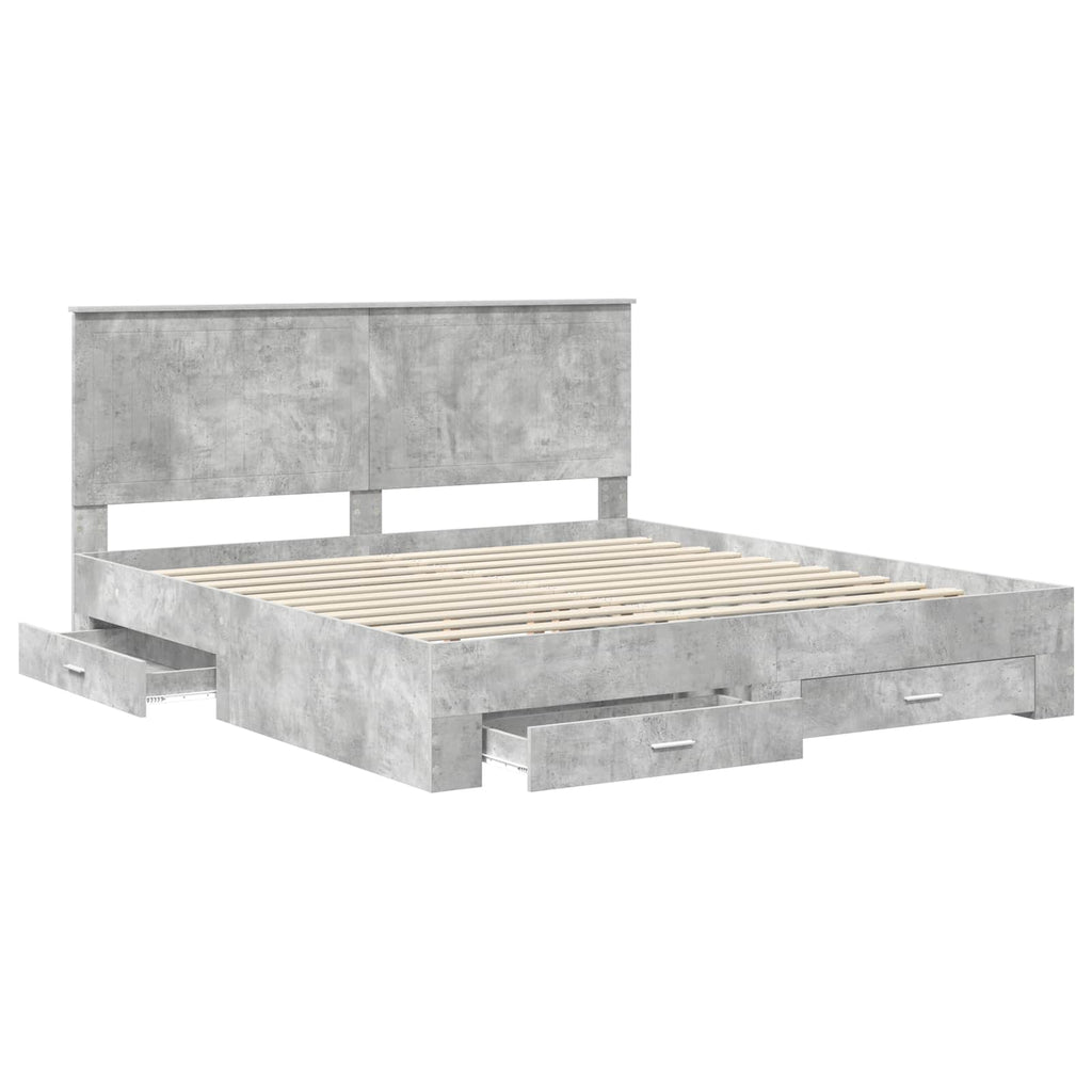 vidaXL Ramka łóżka Betonowy szary 180 x 200 cm Materiał drewnopochodny