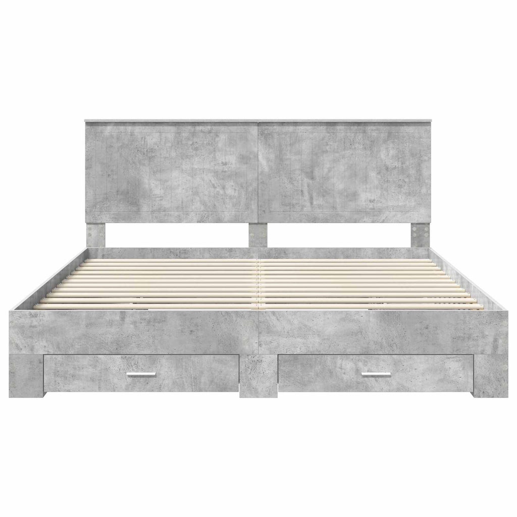 vidaXL Ramka łóżka Betonowy szary 180 x 200 cm Materiał drewnopochodny