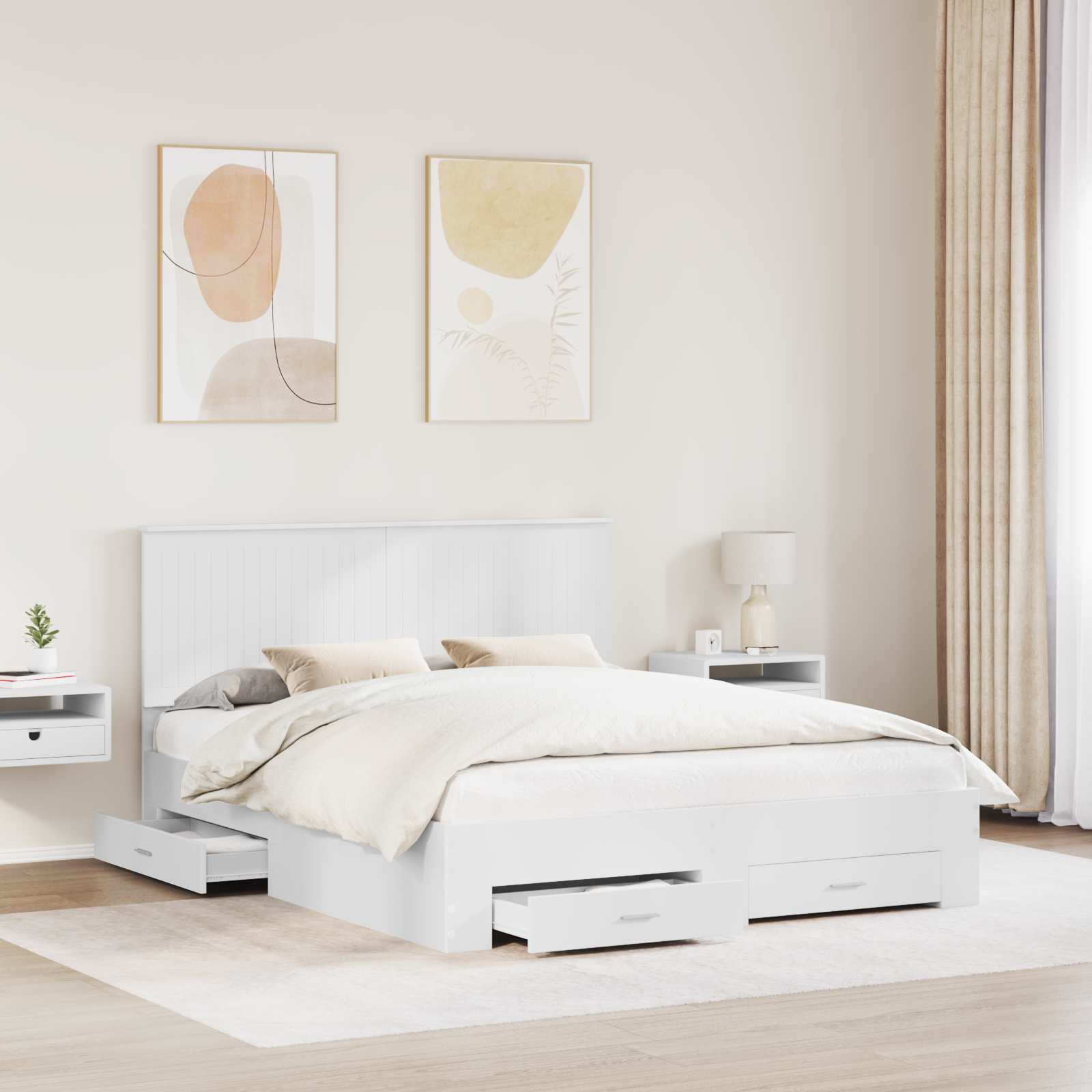 vidaXL Ramka łóżka Biały 160 x 200 cm Materiał drewnopochodny