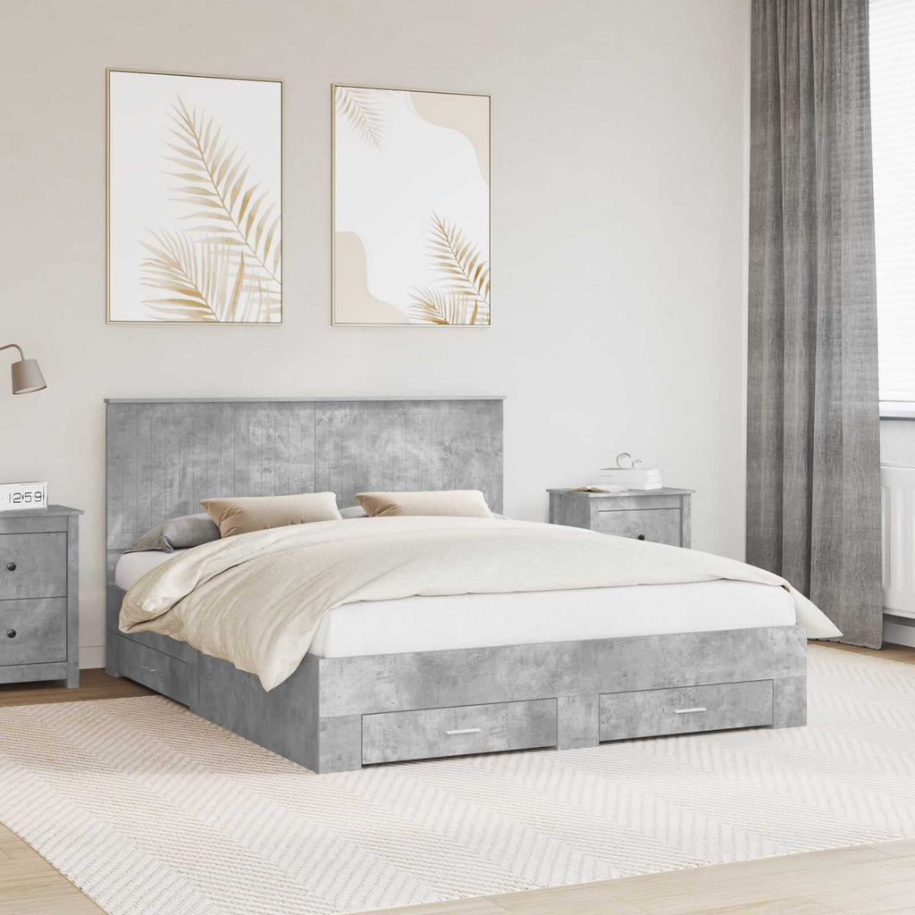 vidaXL Ramka łóżka Betonowy szary 160 x 200 cm Materiał drewnopochodny