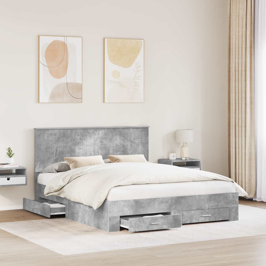 vidaXL Ramka łóżka Betonowy szary 160 x 200 cm Materiał drewnopochodny