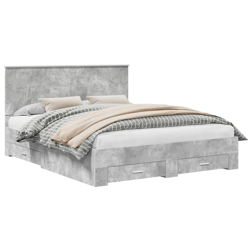 vidaXL Ramka łóżka Betonowy szary 160 x 200 cm Materiał drewnopochodny