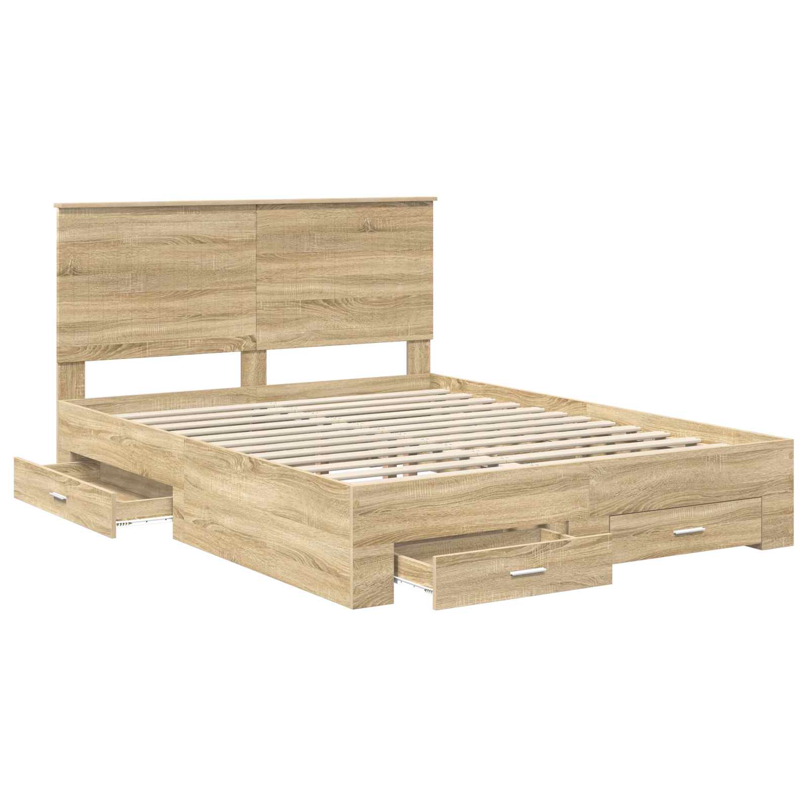 vidaXL Ramka łóżka Dąb Sonoma 150 x 200 cm Materiał drewnopochodny