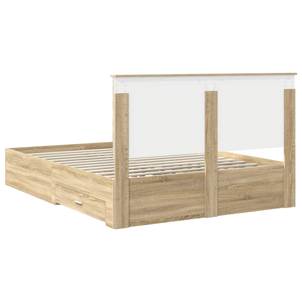 vidaXL Ramka łóżka Dąb Sonoma 150 x 200 cm Materiał drewnopochodny