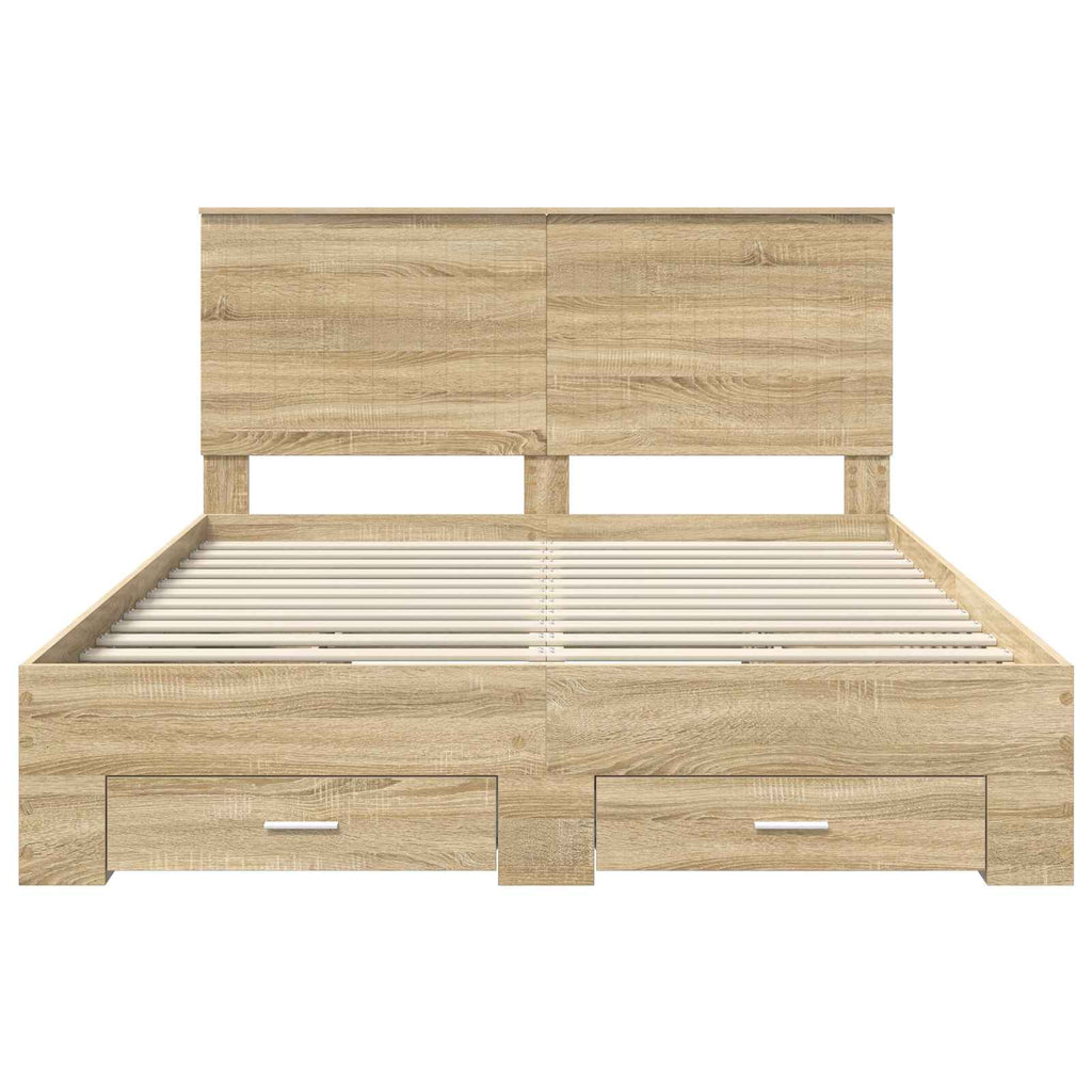 vidaXL Ramka łóżka Dąb Sonoma 150 x 200 cm Materiał drewnopochodny