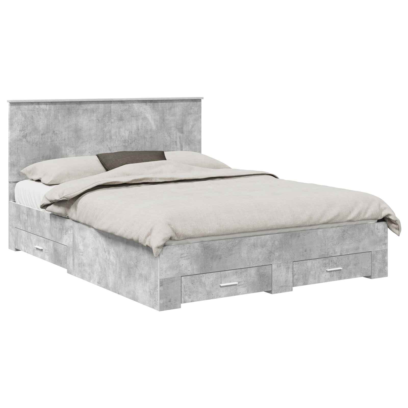 vidaXL Ramka łóżka Betonowy szary 150 x 200 cm Materiał drewnopochodny