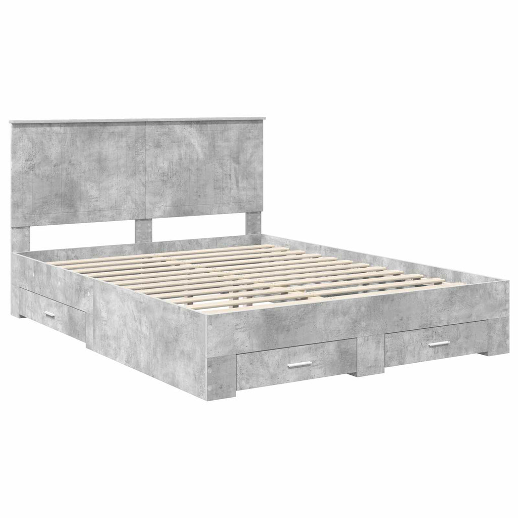 vidaXL Ramka łóżka Betonowy szary 150 x 200 cm Materiał drewnopochodny