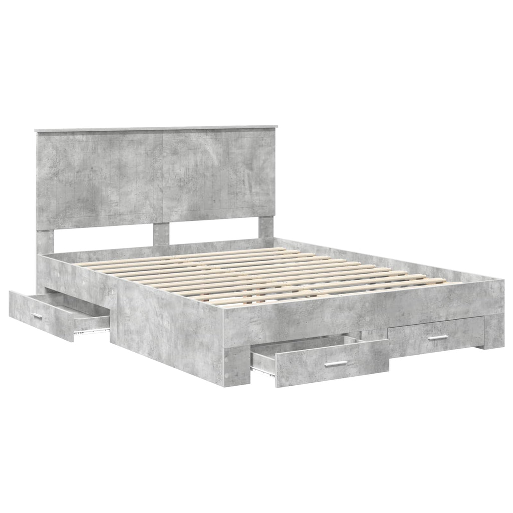 vidaXL Ramka łóżka Betonowy szary 150 x 200 cm Materiał drewnopochodny