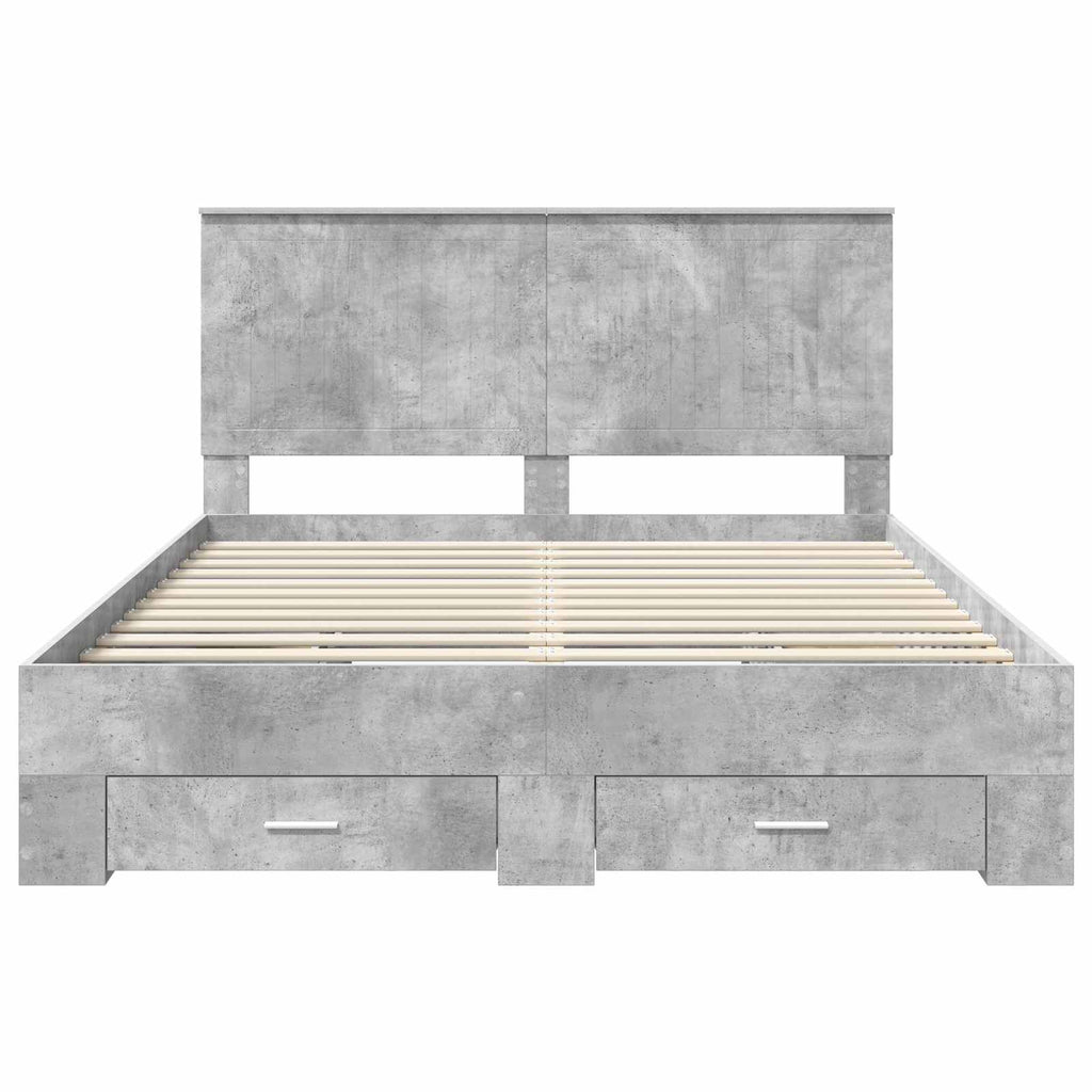 vidaXL Ramka łóżka Betonowy szary 150 x 200 cm Materiał drewnopochodny