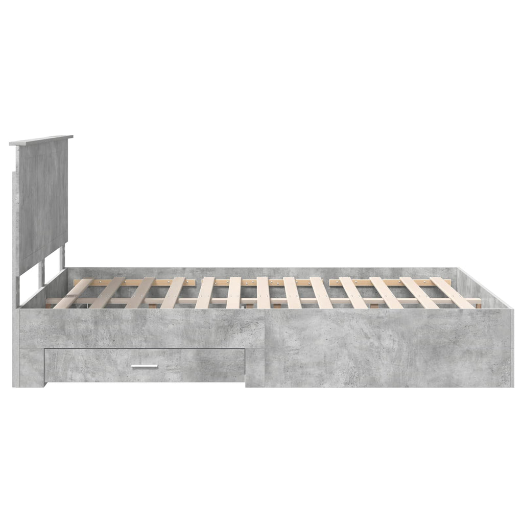 vidaXL Ramka łóżka Betonowy szary 150 x 200 cm Materiał drewnopochodny