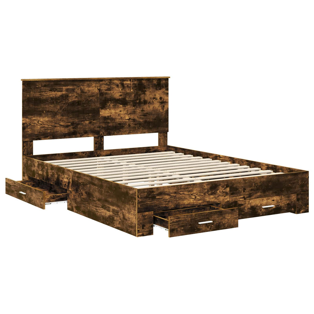 vidaXL Ramka łóżka Dąb wędzony 150 x 200 cm Materiał drewnopochodny