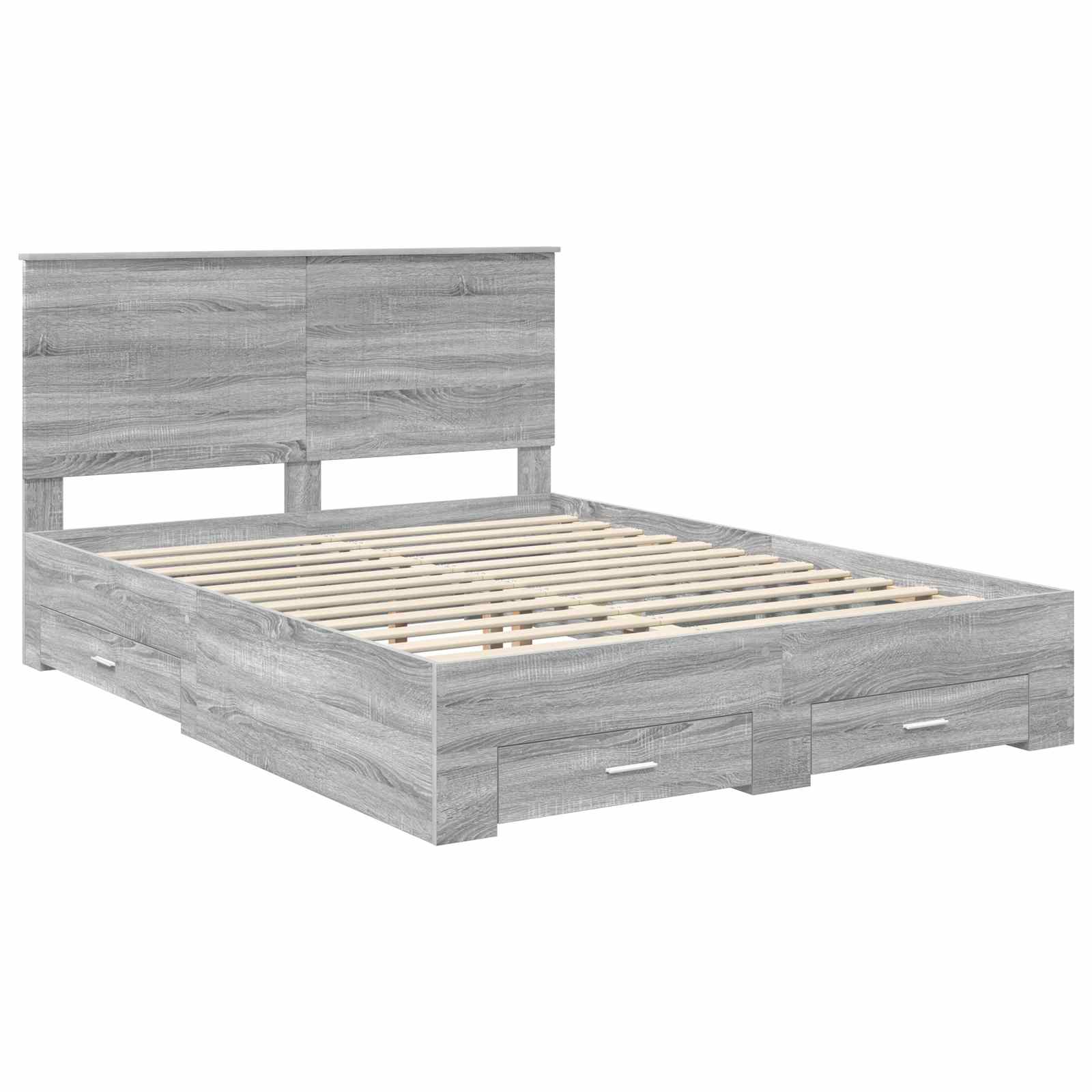 vidaXL Ramka łóżka Szary Sonoma 150 x 200 cm Materiał drewnopochodny