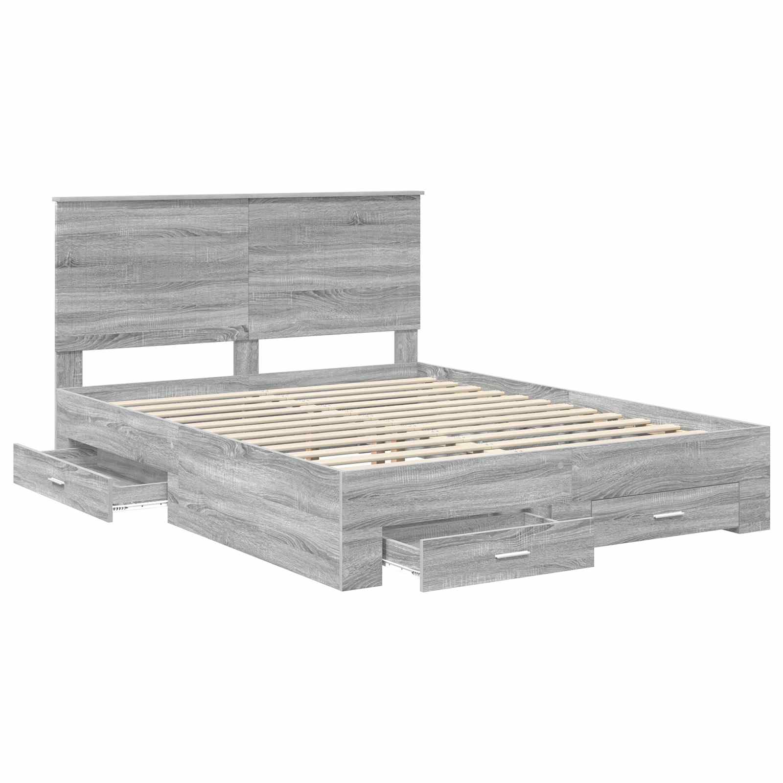 vidaXL Ramka łóżka Szary Sonoma 150 x 200 cm Materiał drewnopochodny