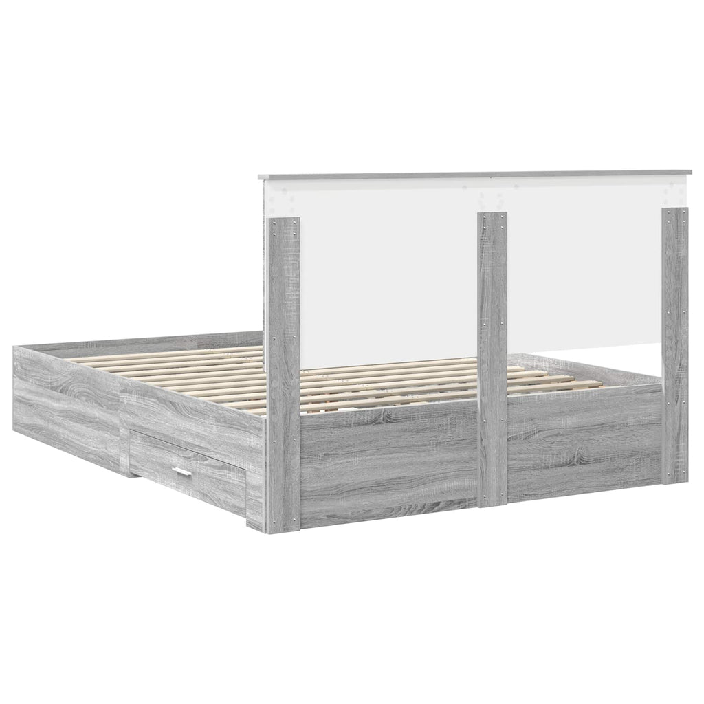 vidaXL Ramka łóżka Szary Sonoma 150 x 200 cm Materiał drewnopochodny