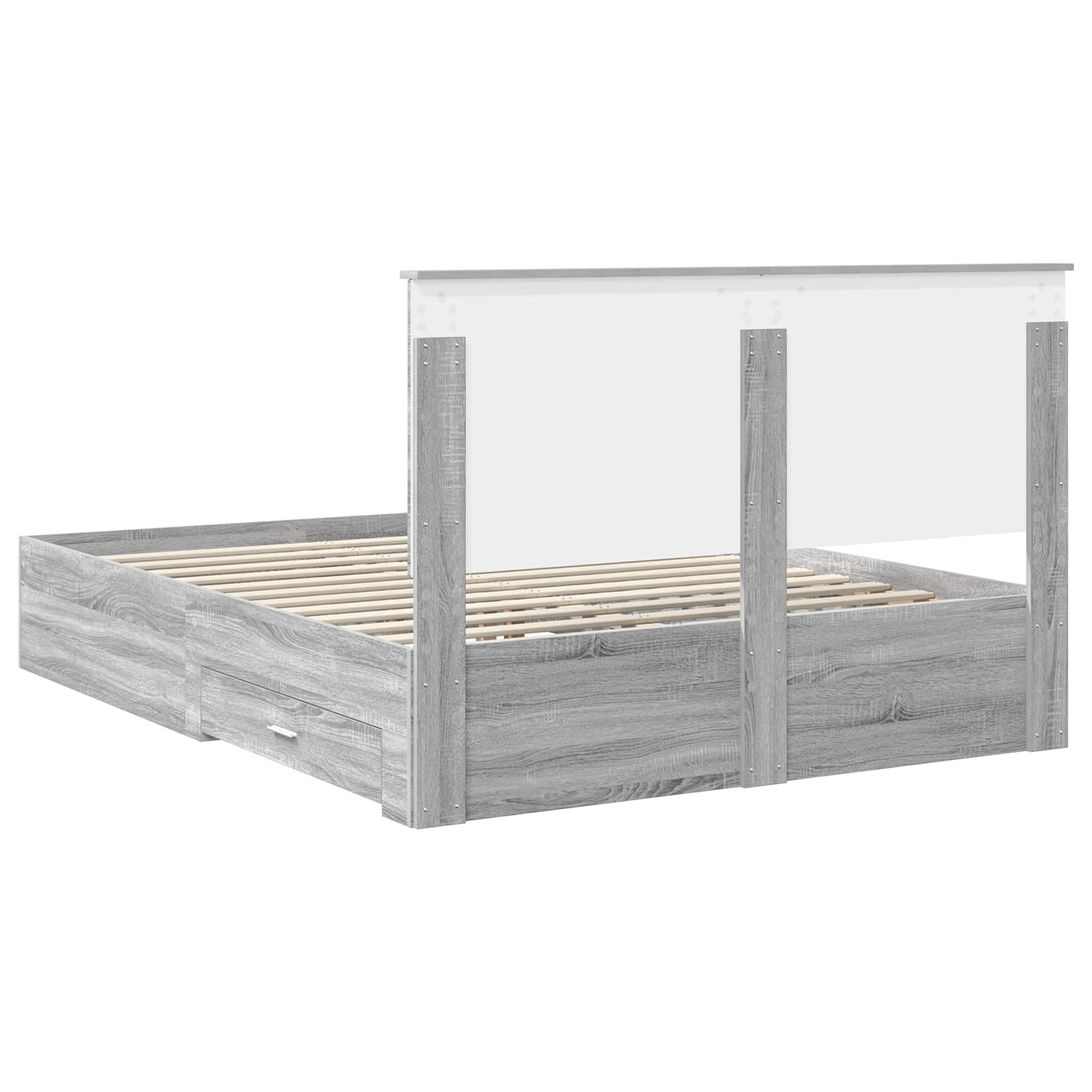 vidaXL Ramka łóżka Szary Sonoma 150 x 200 cm Materiał drewnopochodny