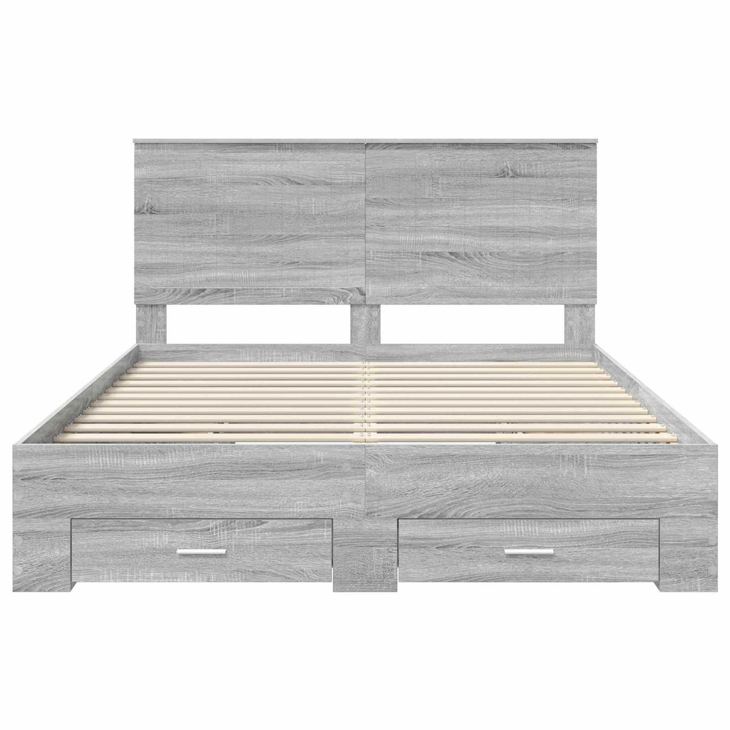 vidaXL Ramka łóżka Szary Sonoma 150 x 200 cm Materiał drewnopochodny