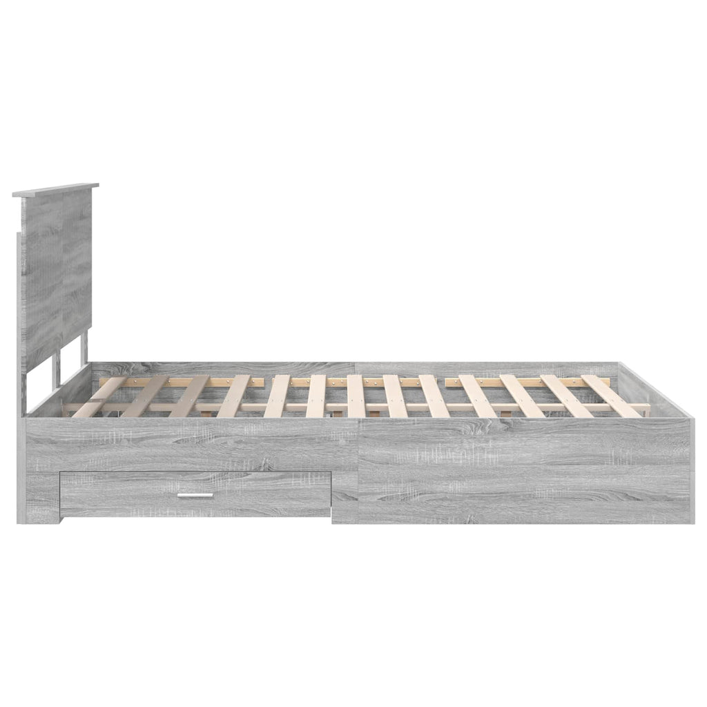 vidaXL Ramka łóżka Szary Sonoma 150 x 200 cm Materiał drewnopochodny