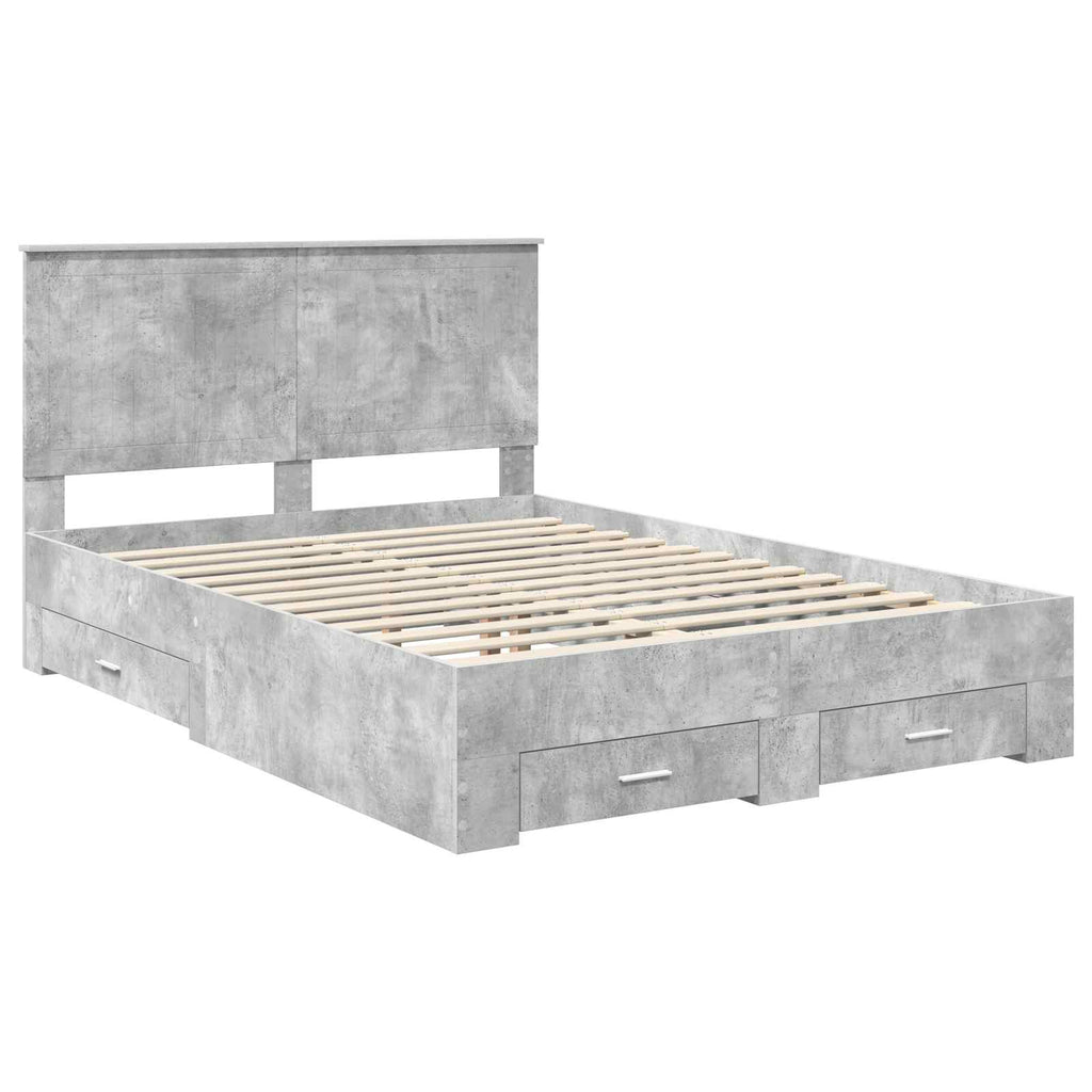 vidaXL Ramka łóżka Betonowy szary 140 x 200 cm Materiał drewnopochodny