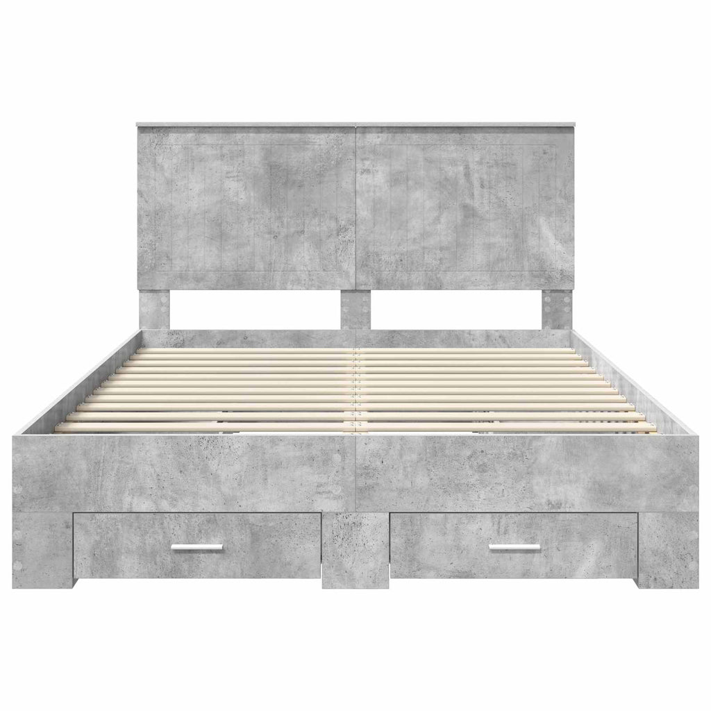 vidaXL Ramka łóżka Betonowy szary 140 x 200 cm Materiał drewnopochodny