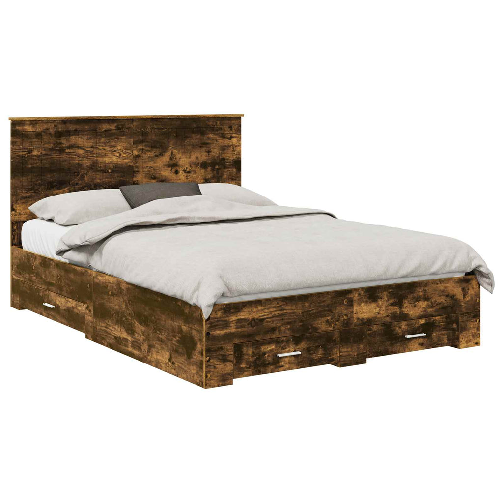 vidaXL Ramka łóżka Dąb wędzony 140 x 200 cm Materiał drewnopochodny