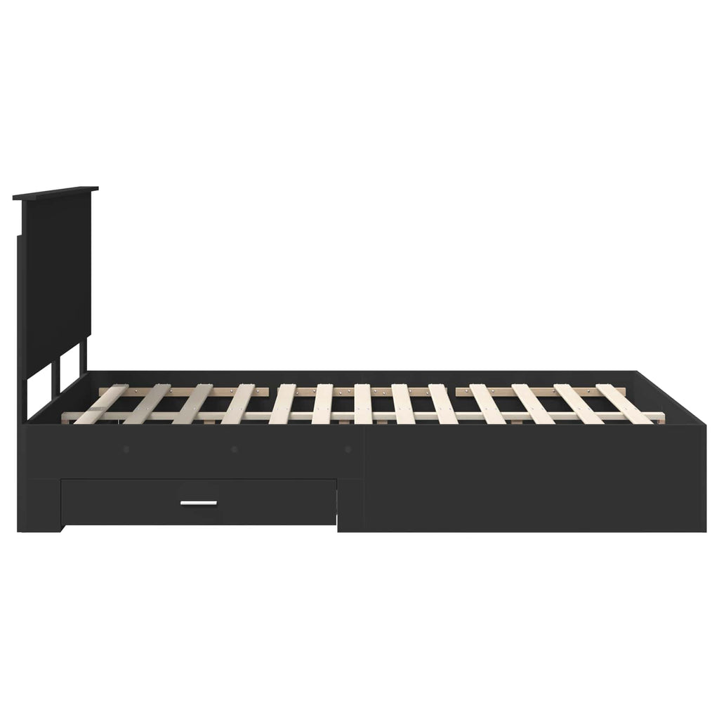 vidaXL Ramka łóżka Czarny 140 x 190 cm Materiał drewnopochodny