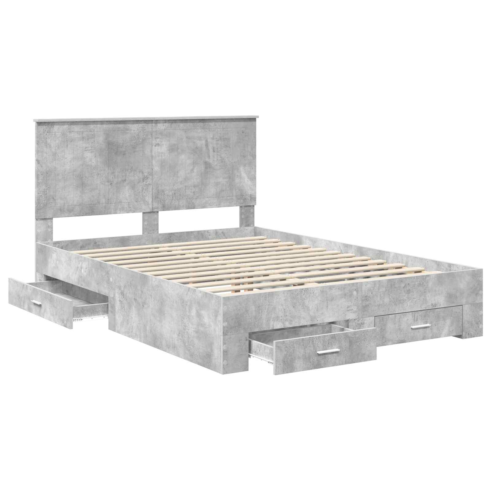 vidaXL Ramka łóżka Betonowy szary 140 x 190 cm Materiał drewnopochodny