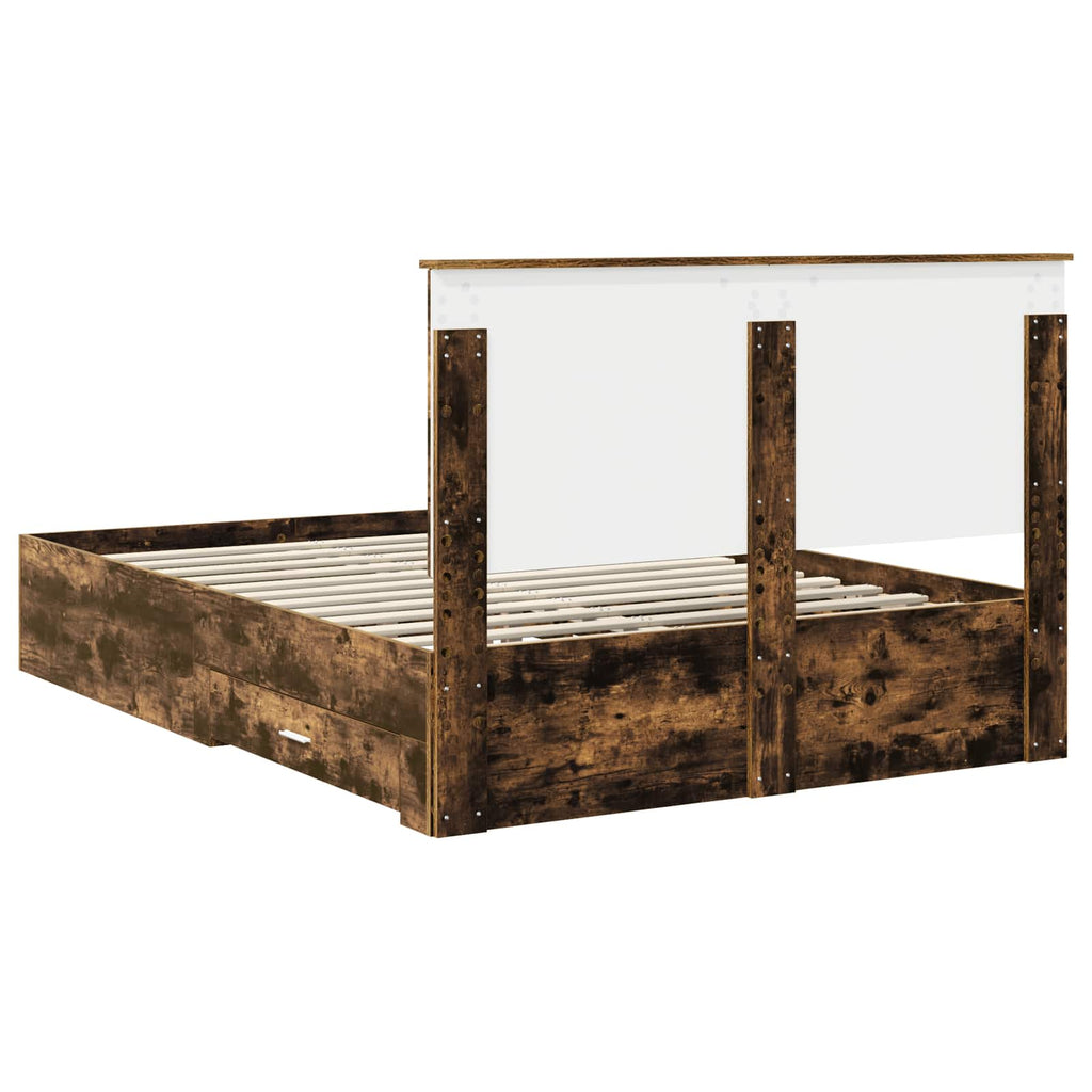 vidaXL Ramka łóżka Dąb wędzony 140 x 190 cm Materiał drewnopochodny