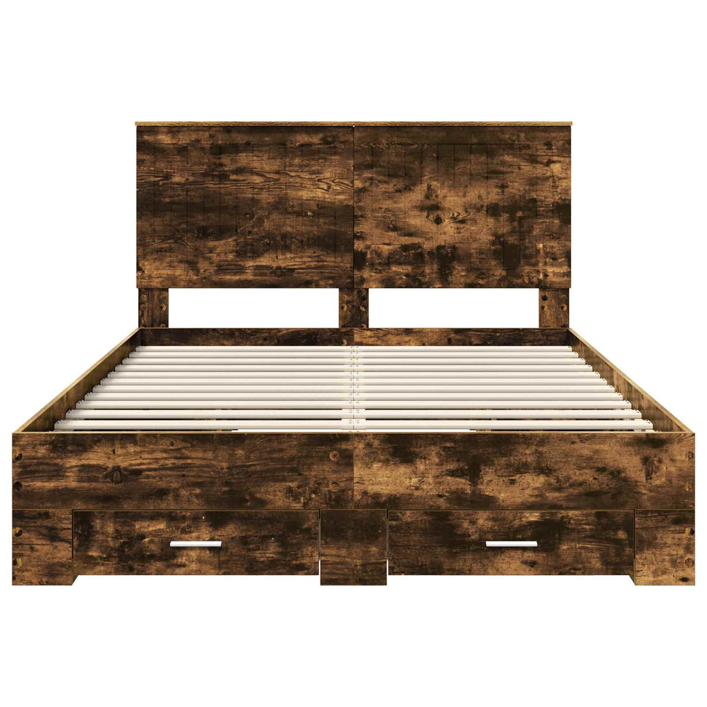 vidaXL Ramka łóżka Dąb wędzony 140 x 190 cm Materiał drewnopochodny