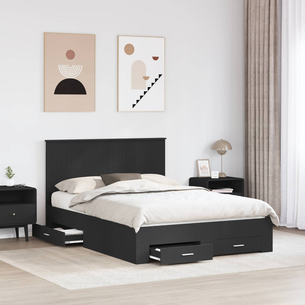 vidaXL Ramka łóżka Czarny 135 x 190 cm Materiał drewnopochodny