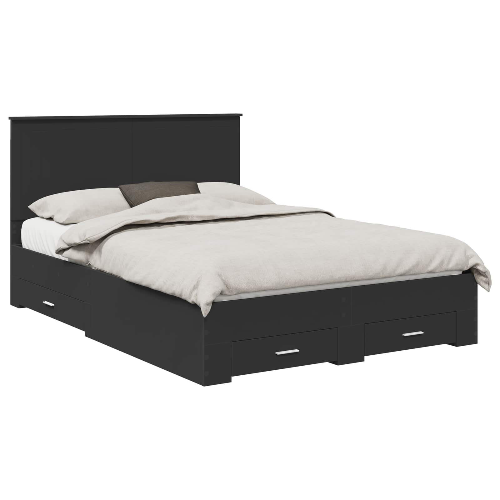 vidaXL Ramka łóżka Czarny 135 x 190 cm Materiał drewnopochodny
