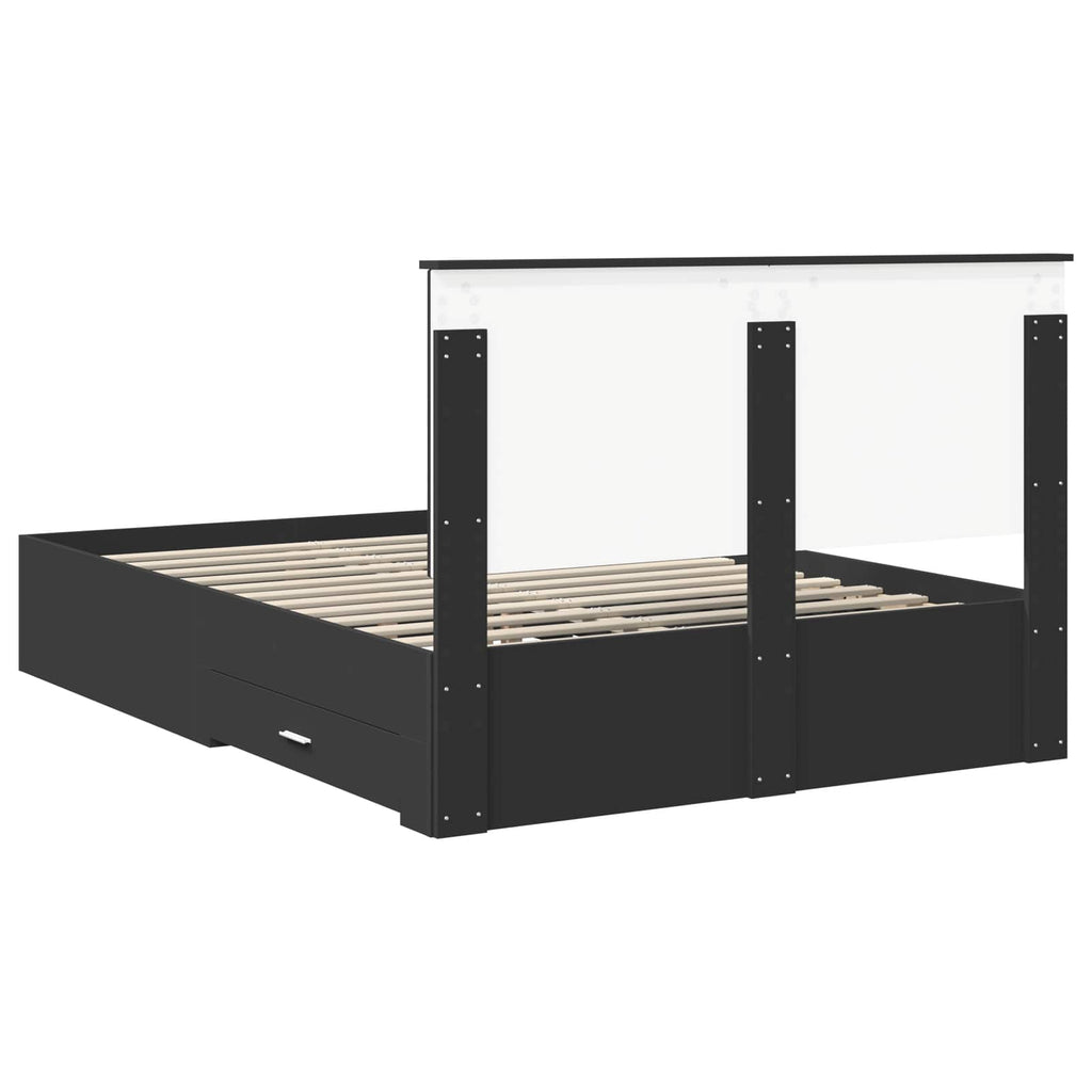 vidaXL Ramka łóżka Czarny 135 x 190 cm Materiał drewnopochodny