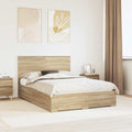 vidaXL Ramka łóżka Dąb Sonoma 135 x 190 cm Materiał drewnopochodny