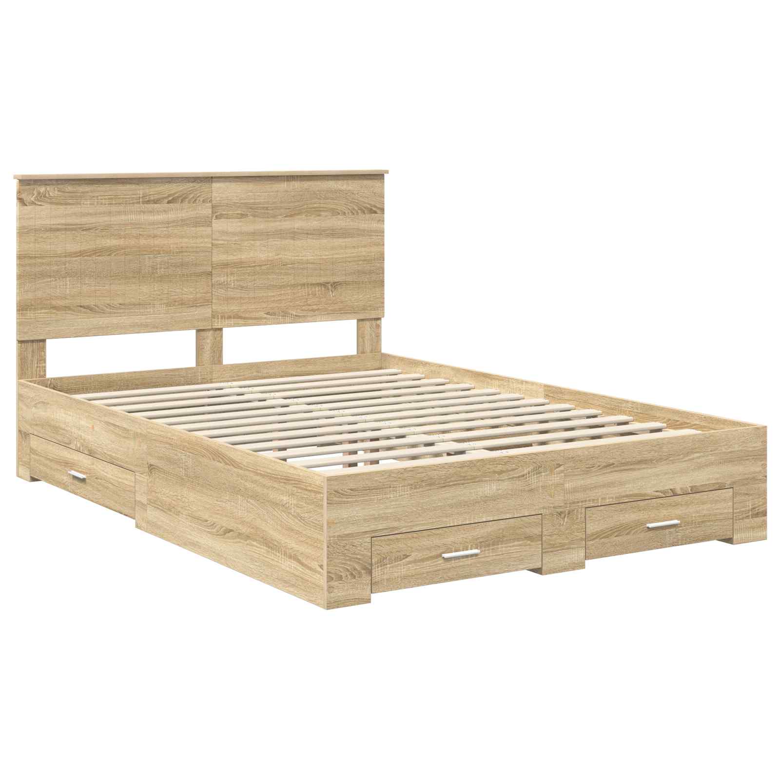 vidaXL Ramka łóżka Dąb Sonoma 135 x 190 cm Materiał drewnopochodny
