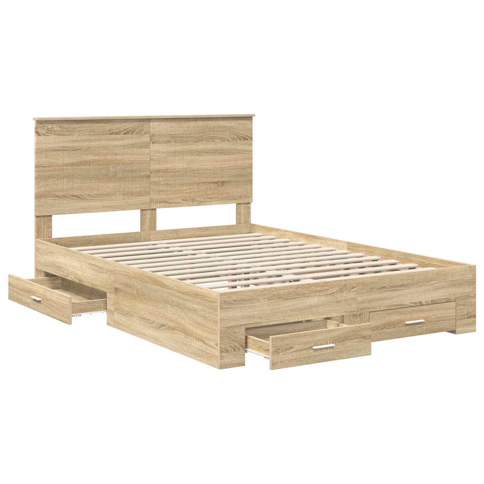 vidaXL Ramka łóżka Dąb Sonoma 135 x 190 cm Materiał drewnopochodny