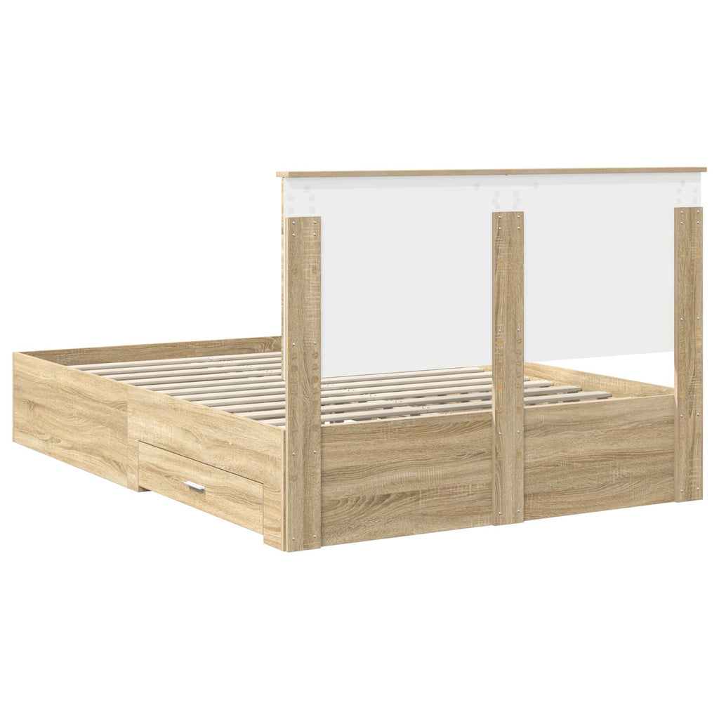 vidaXL Ramka łóżka Dąb Sonoma 135 x 190 cm Materiał drewnopochodny