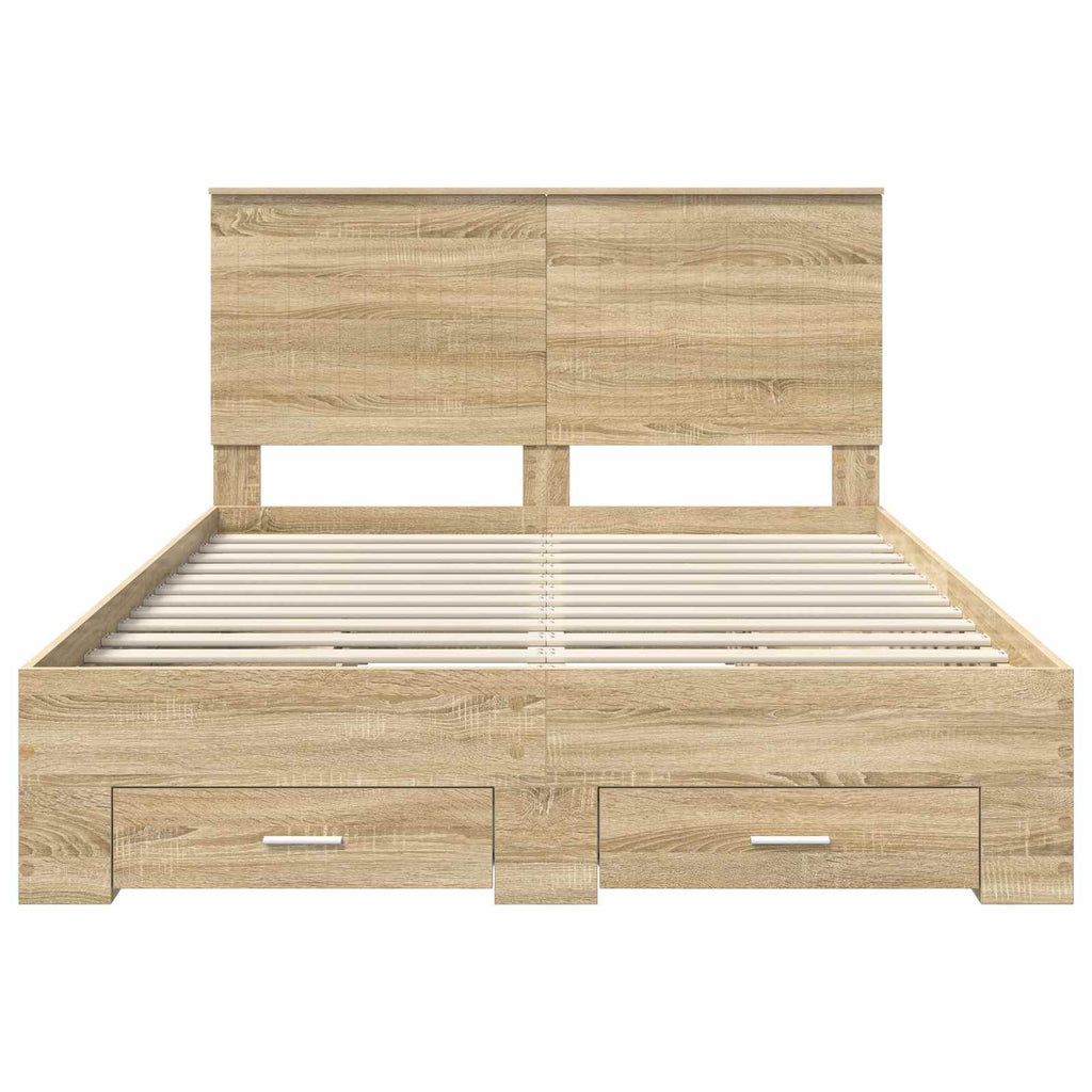 vidaXL Ramka łóżka Dąb Sonoma 135 x 190 cm Materiał drewnopochodny