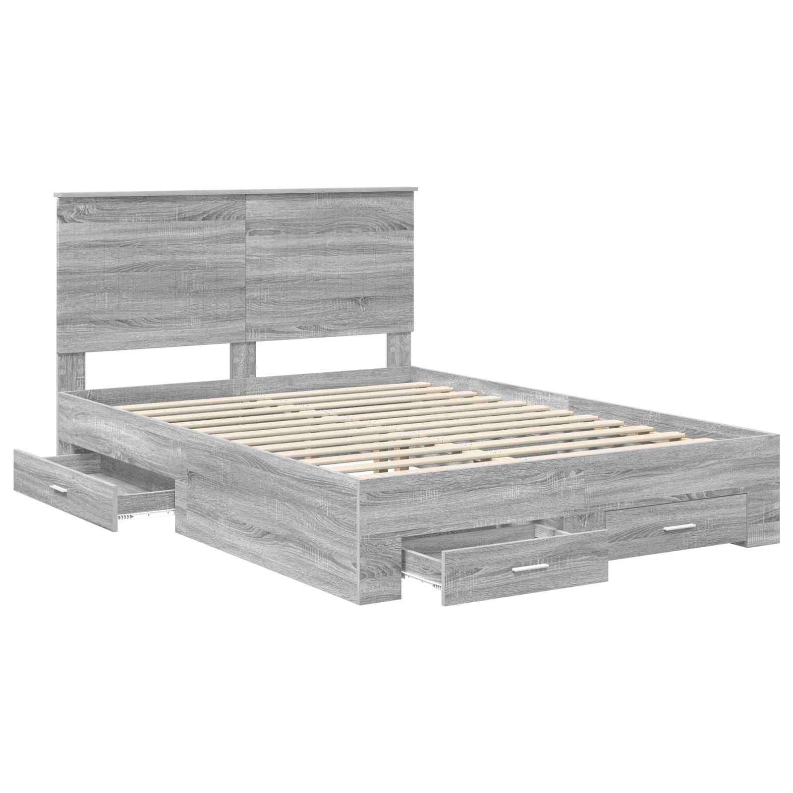 vidaXL Ramka łóżka Szary Sonoma 135 x 190 cm Materiał drewnopochodny