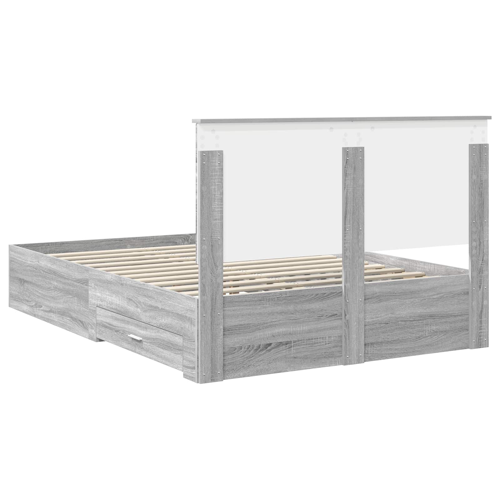 vidaXL Ramka łóżka Szary Sonoma 135 x 190 cm Materiał drewnopochodny