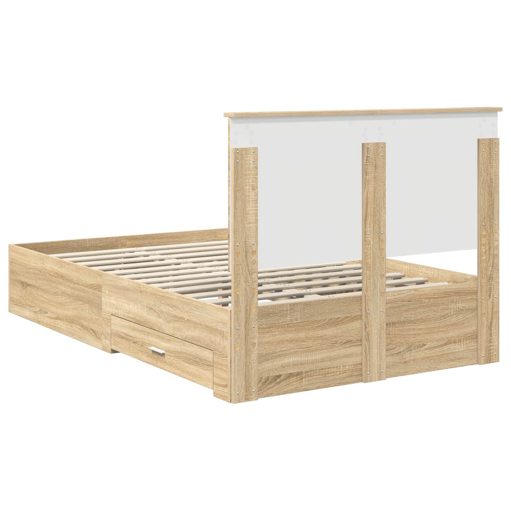 vidaXL Ramka łóżka Dąb Sonoma 120 x 200 cm Materiał drewnopochodny