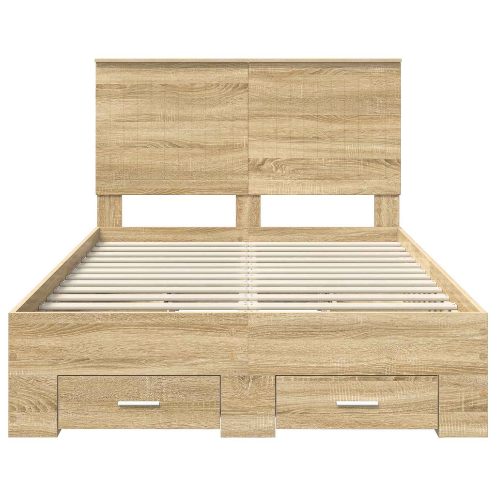 vidaXL Ramka łóżka Dąb Sonoma 120 x 200 cm Materiał drewnopochodny