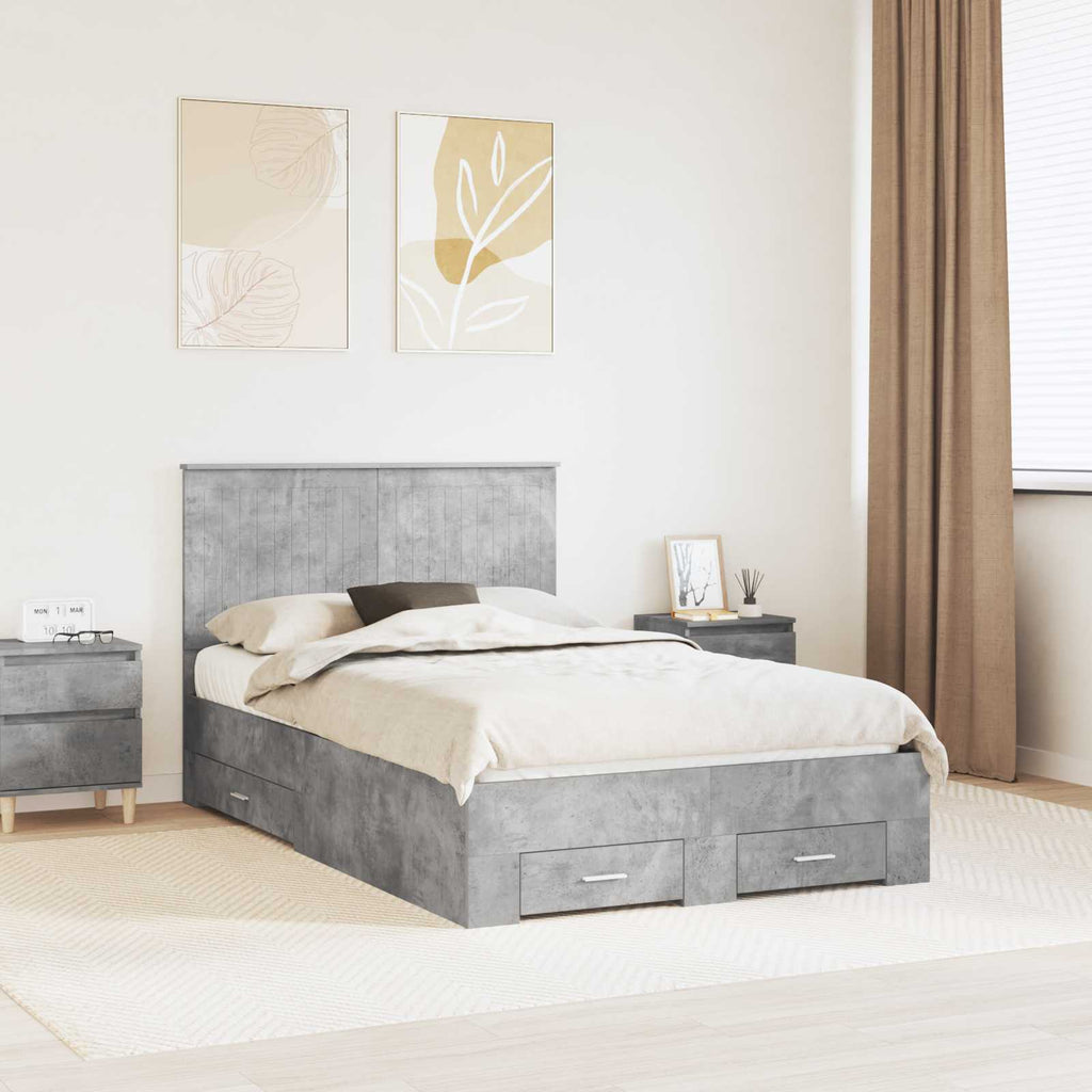 vidaXL Ramka łóżka Betonowy szary 120 x 200 cm Materiał drewnopochodny